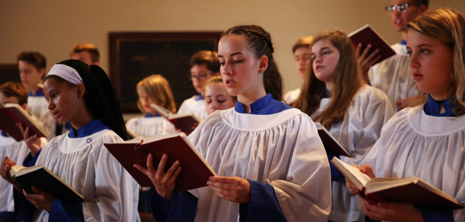 The choir of St. Peter's performing during Sunday service